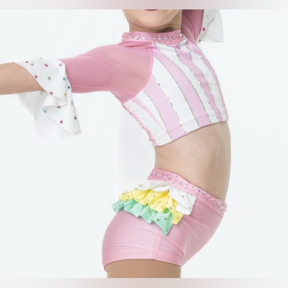 Pink and White Kids Jazz Tap Acro Musical Theater Dance Costume